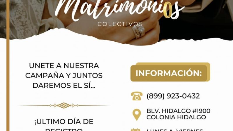 Último Día para Registrarse en la Campaña del DIF Matrimonios Colectivos 2024