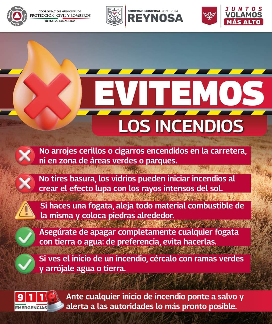 Llama Protección Civil de Reynosa evitar incendios