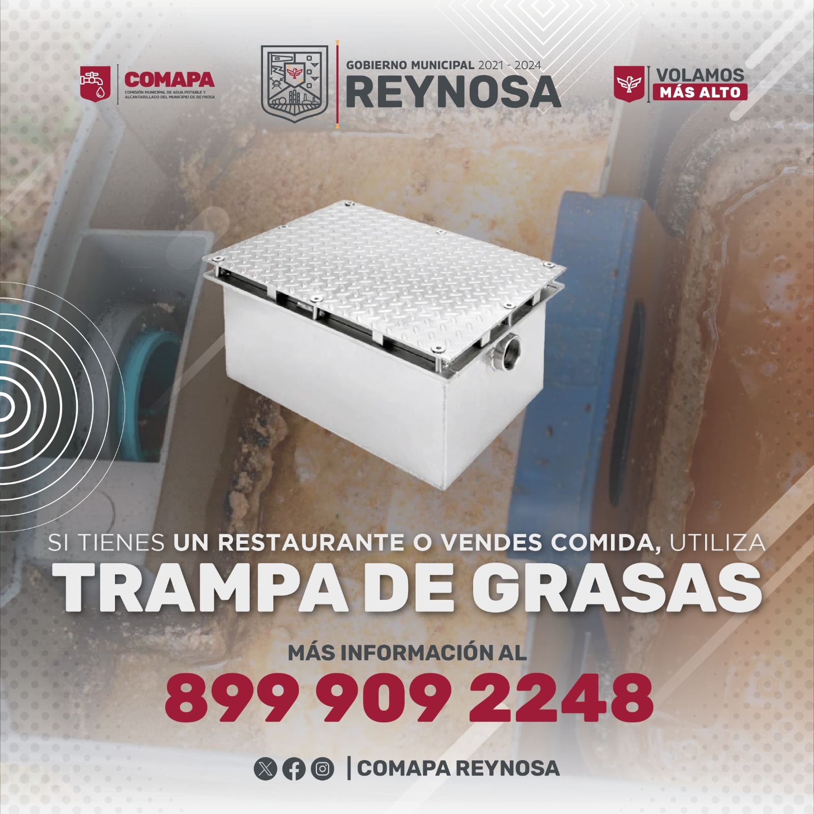 Exhorta Comapa a establecimientos comerciales a contar con trampa de grasas