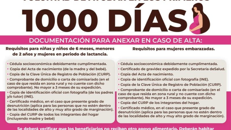 Cuentan familias con programa «Voluntad de Ayudar en los Primeros 1000 Días».