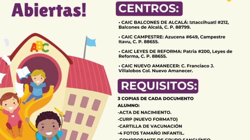 Realiza DIF Reynosa Inscripciones en CAIC