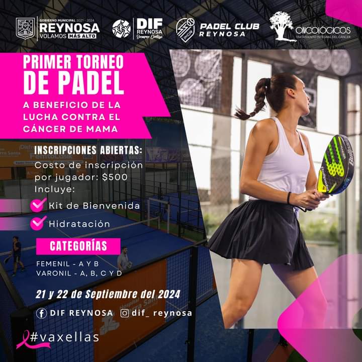 Invita DIF Reynosa a participar en el Primer Torneo de Pádel a beneficio de sobrevivientes de cáncer de mama