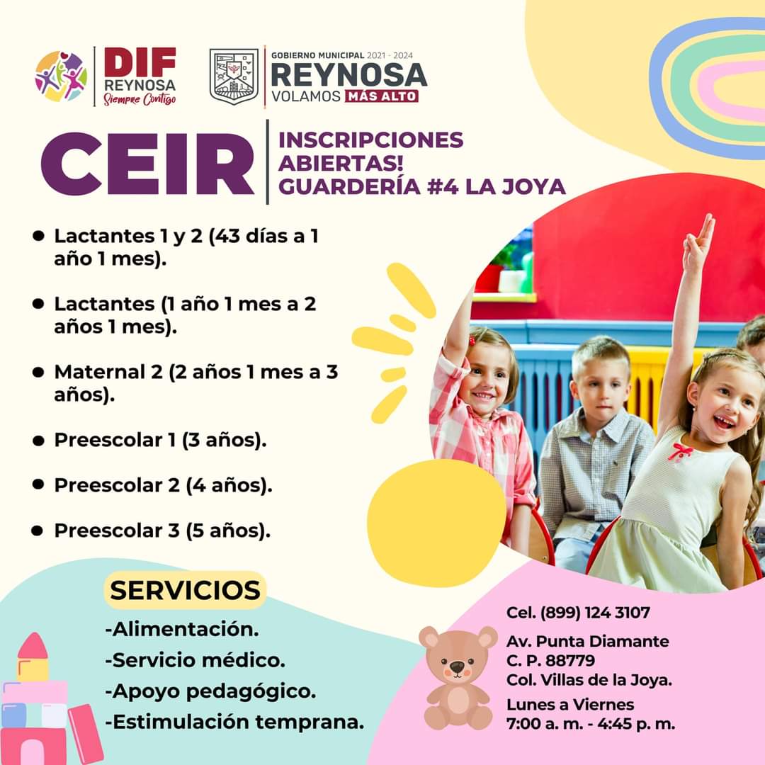 DIF Reynosa ofrece inscripciones para la Guardería #4