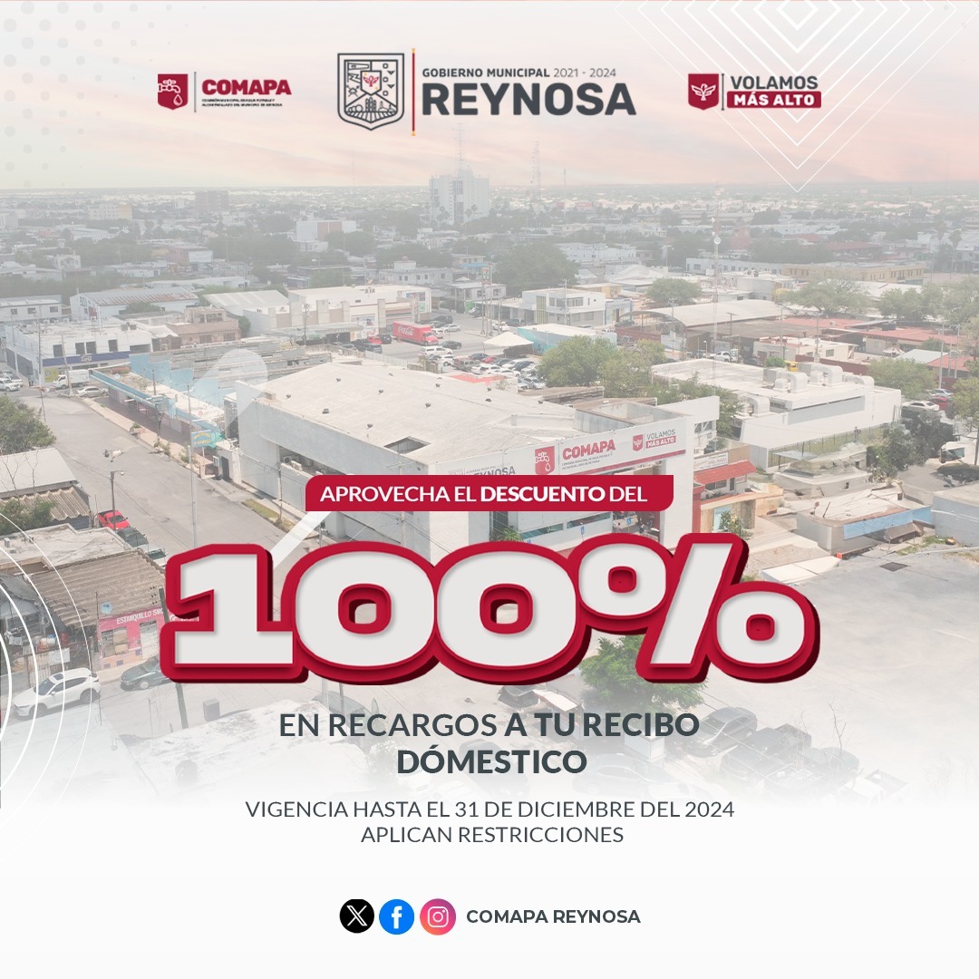 Invita COMAPA a aprovechar el 100% de descuentos en recargos en servicio doméstico