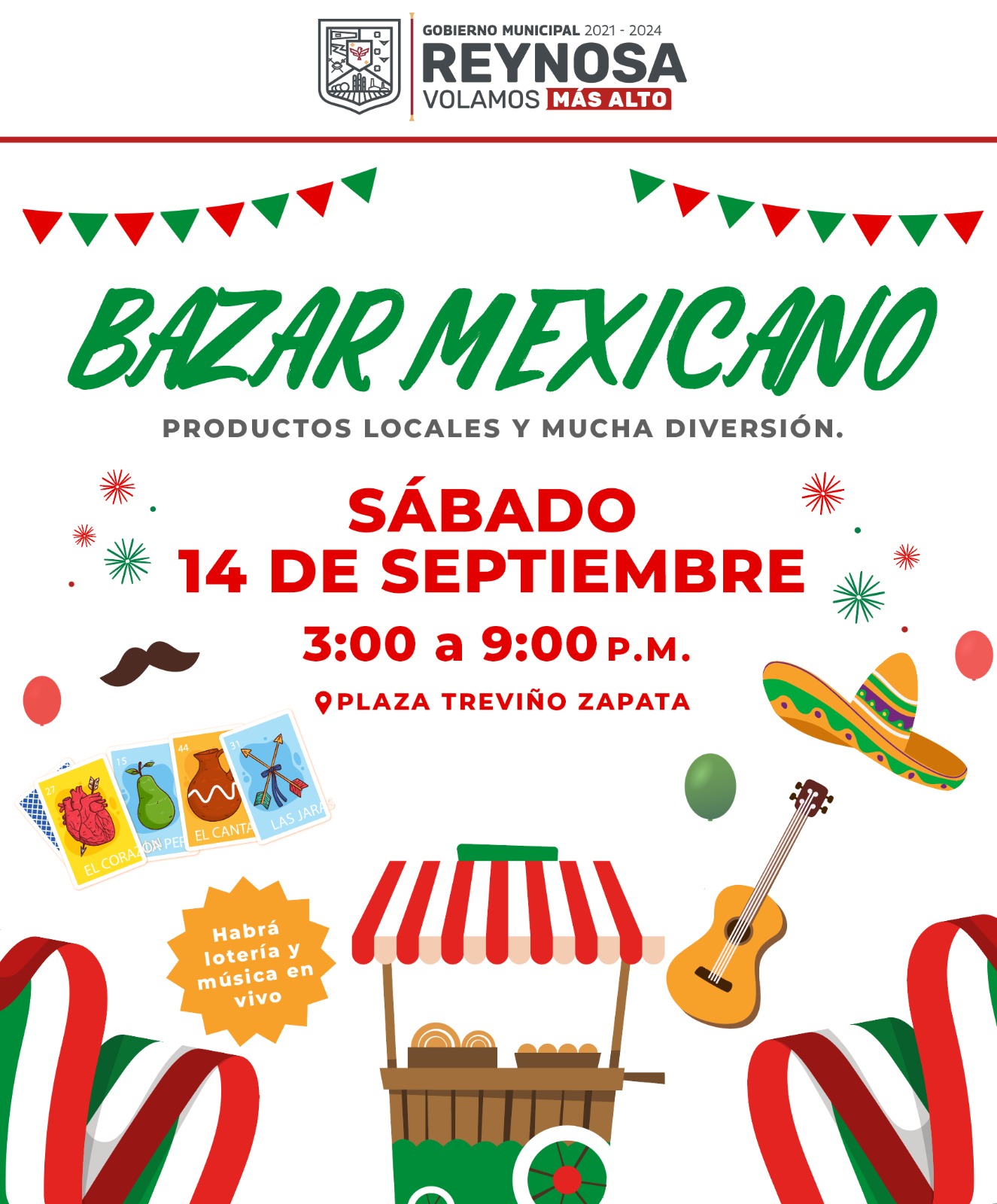 Invita Alcalde Carlos Peña Ortiz a celebrar el Mes Patrio en el Bazar Mexicano