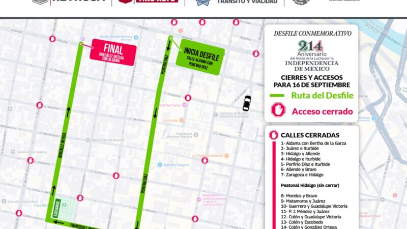 Cerrarán calles de la Zona Centro de Reynosa por Desfile